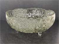 Heavy cut glass floral footed bowl