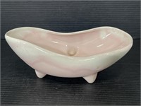 Pink footed ceramic plant dish