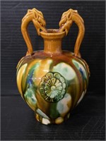 Asian inspired small ceramics vase with dragons