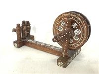 Wooden Indian inspired decorative spinning wheel