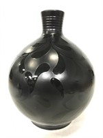 Large black ceramic modern vase