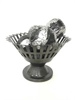 Black & silver gothic style metal bowl/ball decor