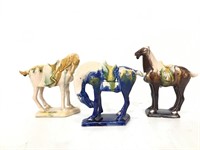 Three vintage ceramic horse figurines
