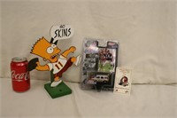 The Simpsons "Go Skins' Sign, NIP Toy Car & Pin