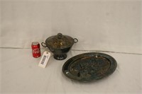 Engraved Championship Platter & Silverplate Compot