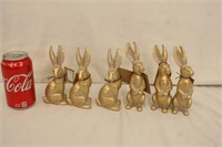 Set of 6 Resin Rabbits w/ Gold Finish 5.5"