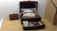 OF) VERY NICE JEWELRY BOX, FILLED WITH COSTUME