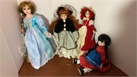 E4) Dolls: Rapunzel, Victorian Ladies, Child Doll