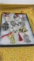 10 Assorted Metal Christmas Ornaments- Angel,