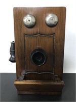 Early 1900s oak wall mounted telephone
