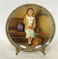 Vintage Norman Rockwell collector plate & stand