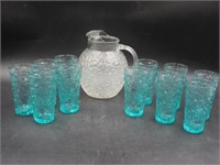 Plastic Textured Glasses & Pitcher