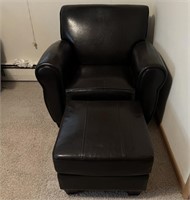 Faux Leather Black Arm Chair w/ Ottoman