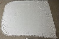 Handmade White Fringe Blanket
