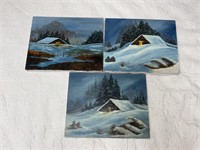 Cabins in the Snow Paintings