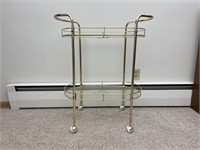 Metal Serving Cart on Rollers w/ Glass Inserts