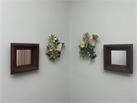 2 Square Mirrors & Golden Butterfly Decor