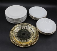 Gold Serving Trays & China