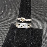 2 Sterling Silver Rings. Heart Ring Size 8. Other