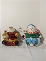 Santa and Snowman Cookie Jars