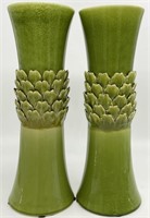 Pair Global Views Cylindrical Asparagus Vases
