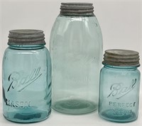 3pc Antique Ball Jars Incl. Triple Loop