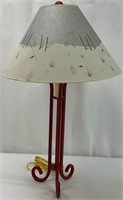 Red Iron Lamp with Beachy Crab Shade