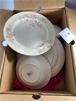 Box of plates pink floral China