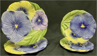 4pc Italian Hand Painted Pansy Flowers Plates