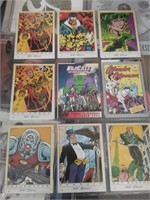 Group of nine DC Comics trading cards