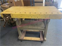 Industrial wooden workbench w/ vise (2ft x 4ft) #1