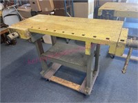 Industrial wooden workbench w/vises (21in x 4ft)#2