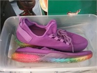 Purple size 10 tennis shoes and plastic shoe box
