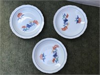 (3) Signed Porcelain Floral Dishes