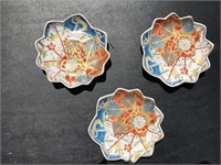 (3) Signed Colorful Porcelain Dishes
