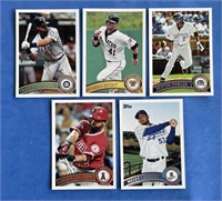 Lot of 5 Topps 2011 Baseball Trading Cards