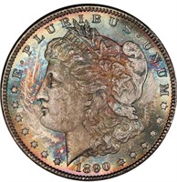 $1 1890-CC TAIL BAR. PCGS  MS65+
