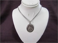 Silver Necklace w/ St. Jude Thaddeus Pendant 13"