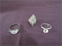 Ladies Silver & Clear Stone Rings