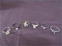 6 Pc Ladies Silver & Gold Rings