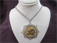 Silver Chain w/ Sagittarius Pendant Gold & Silver