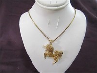 8 1/2" L Gold Chain & Gold Unicorn Pendant