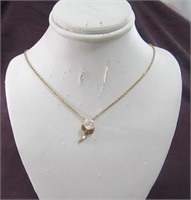 16" Gold Chain, Gold / Rose Pendant