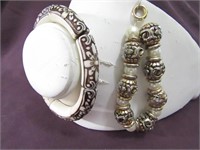 2 Bangle Bracelets 1 Pearl, 1 Plastic