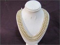 3 String Pearl Necklace 16"