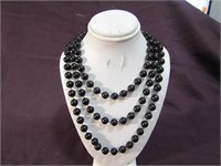 Black Bead Necklaces 23", 18", 14"