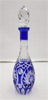 Crystal Blue Decanter Cut to Clear