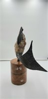 Fish Sculpture Bronze w/ Quartz Mounted
