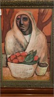 Framed Art Woman w/ Fruit Bowl SLL R. Corenel