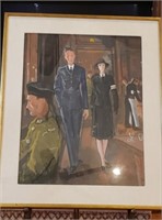 Framed Art Painting  WW2 Military Officers